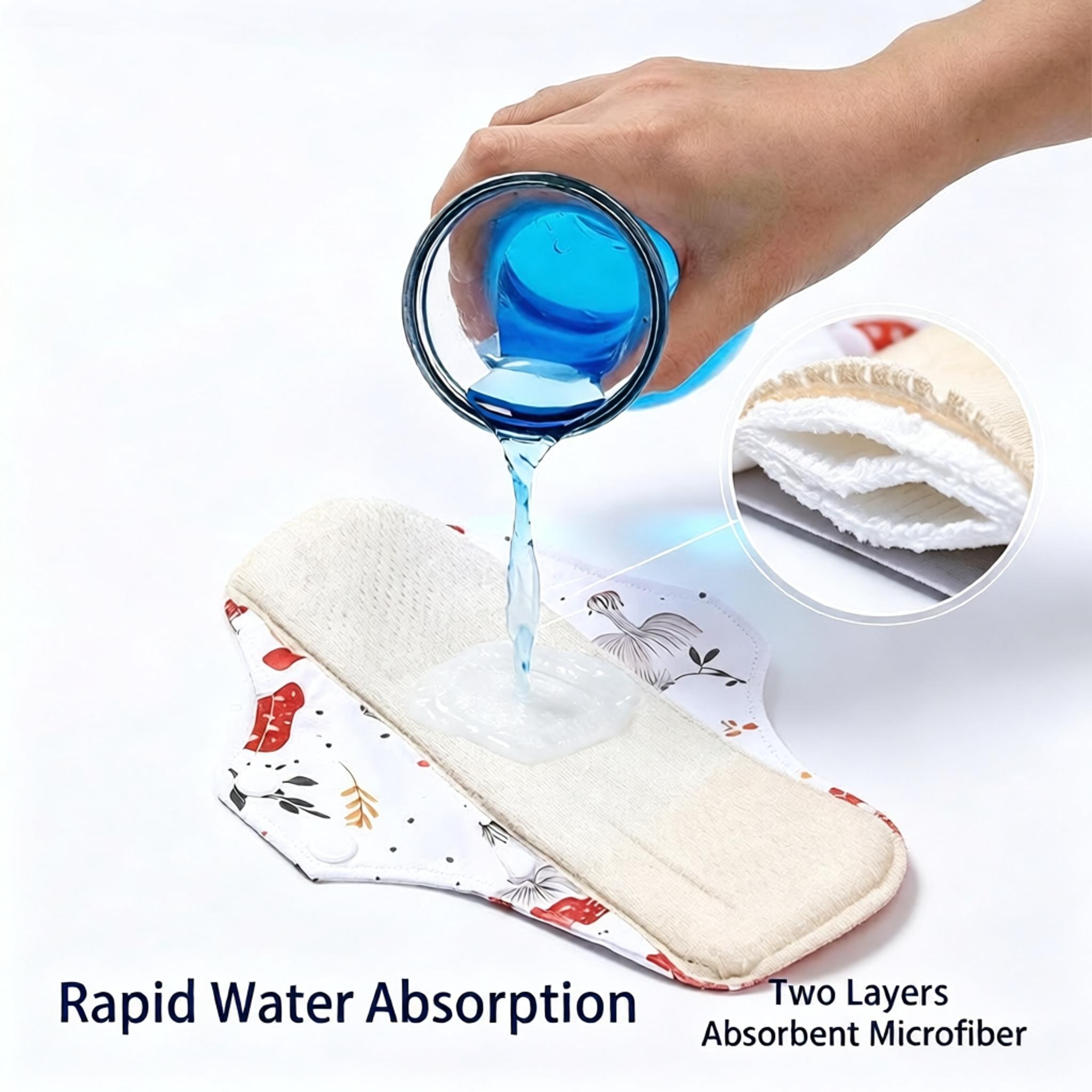 Cloth Pad Reusable - Set di 5 Assorbenti Mestruali Riutilizzabili